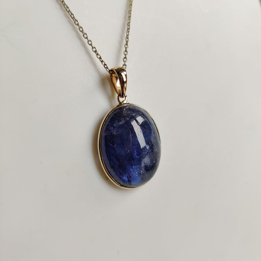 Natural Bi-Color Tanzanite Pendant, 14K Solid Gold Tanzanite Pendant, Yellow Gold Necklace Pendant, Tanzanite Jewelry, December Birthstone