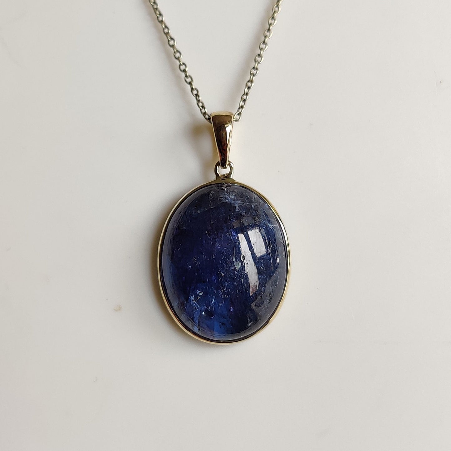 Natural Bi-Color Tanzanite Pendant, 14K Solid Gold Tanzanite Pendant, Yellow Gold Necklace Pendant, Tanzanite Jewelry, December Birthstone