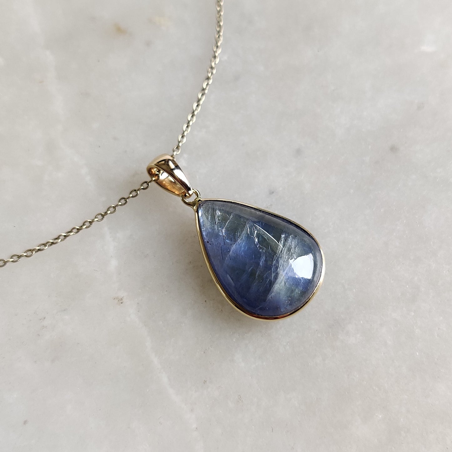 Natural Bi-Color Tanzanite Pendant, 14K Solid Gold Tanzanite Pendant, Yellow Gold Necklace Pendant, Tanzanite Jewelry, December Birthstone