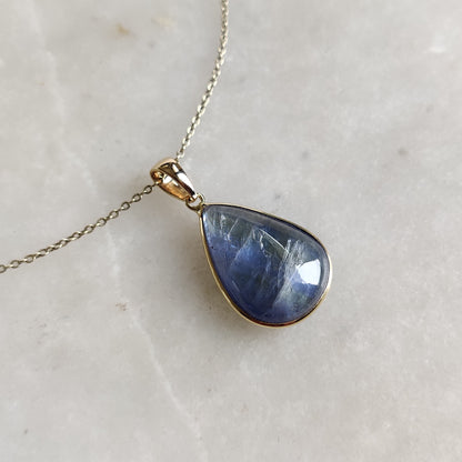 Natural Bi-Color Tanzanite Pendant, 14K Solid Gold Tanzanite Pendant, Yellow Gold Necklace Pendant, Tanzanite Jewelry, December Birthstone