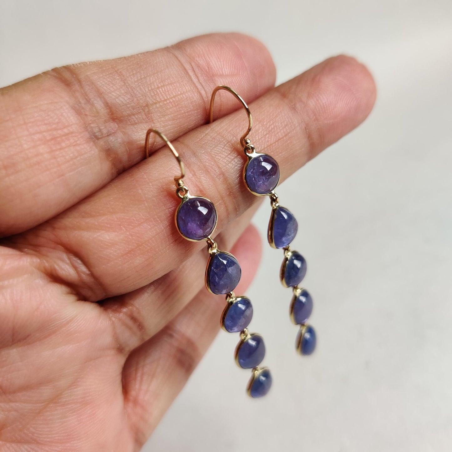 14K Gold Natural Tanzanite Earrings, Solid Yellow Gold Earrings, Natural Tanzanite Jewelry, December Birthstone Earrings