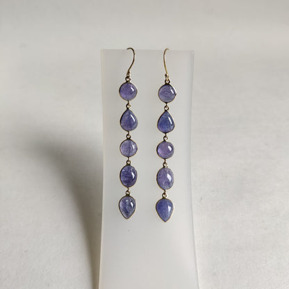 14K Gold Natural Tanzanite Earrings, Solid Yellow Gold Earrings, Natural Tanzanite Jewelry, December Birthstone Earrings