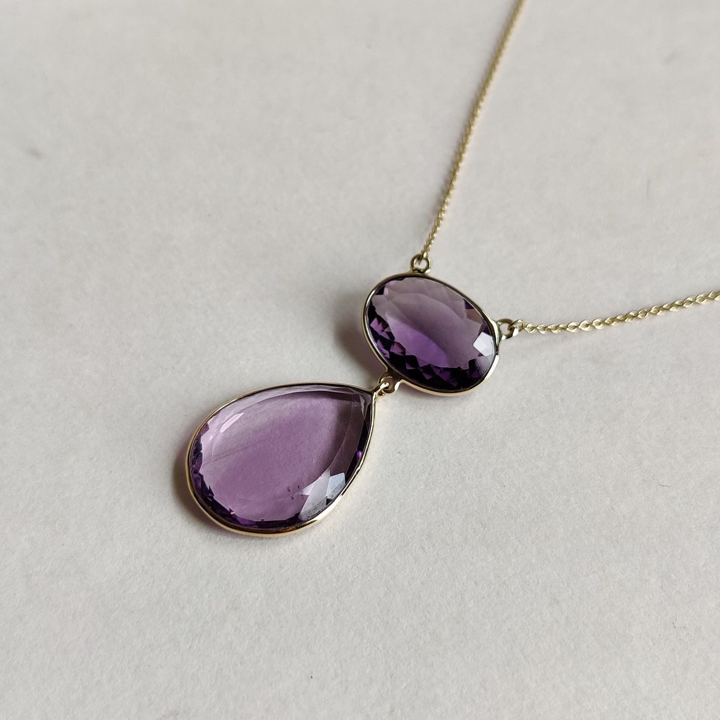 Natural Purple Amethyst Pendant Necklace, 14K Solid Yellow Gold Amethyst Necklace, February Birthstone Necklace, Christmas Present