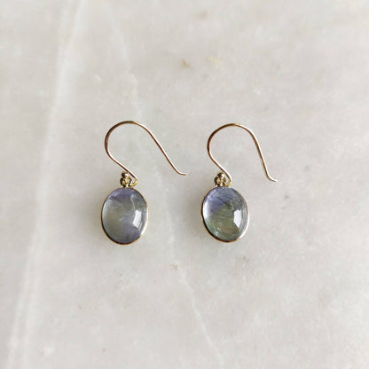 Natural Bi-Color Tanzanite Earrings, 14K Gold Tanzanite Earrings, 14K Solid Yellow Gold Earrings, Tanzanite Jewelry, December Birthstone