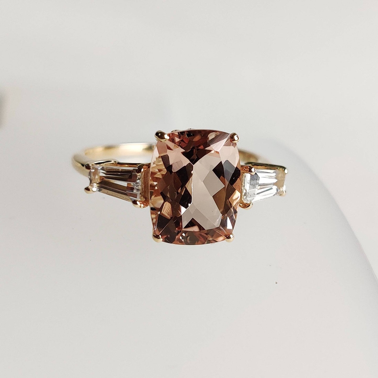 Natural Morganite & Topaz Ring, 14K Solid Yellow Gold Ring, November Birthstone Ring, Multi Stone Ring, Morganite Jewelry, Christmas Gift