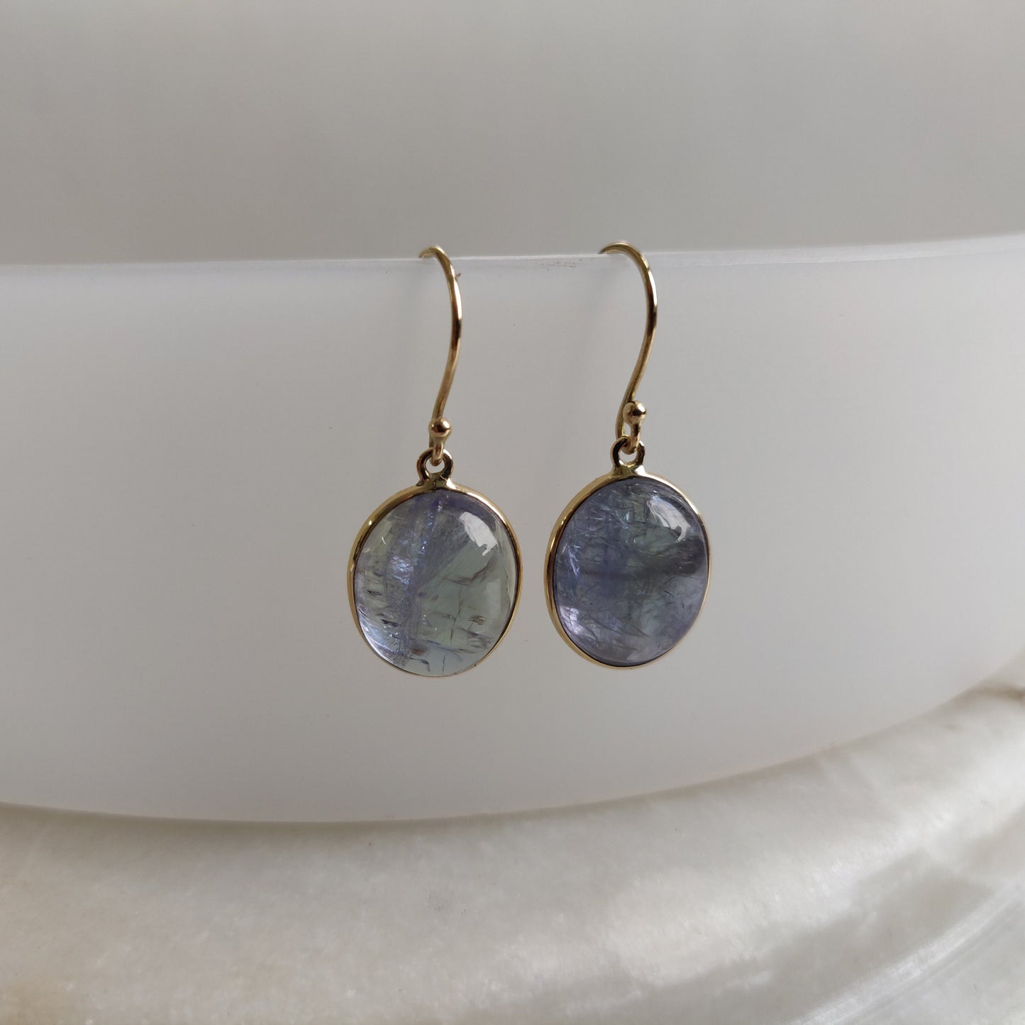 Natural Bi-Color Tanzanite Earrings, 14K Gold Tanzanite Earrings, 14K Solid Yellow Gold Earrings, Tanzanite Jewelry, December Birthstone