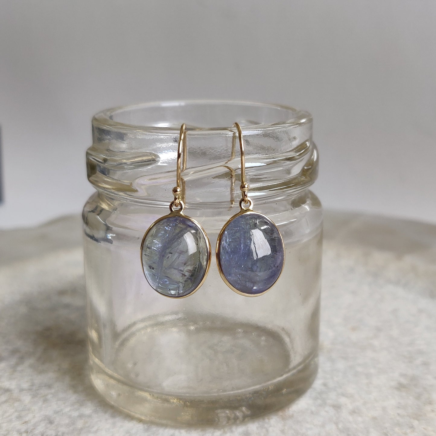 Natural Bi-Color Tanzanite Earrings, 14K Gold Tanzanite Earrings, 14K Solid Yellow Gold Earrings, Tanzanite Jewelry, December Birthstone