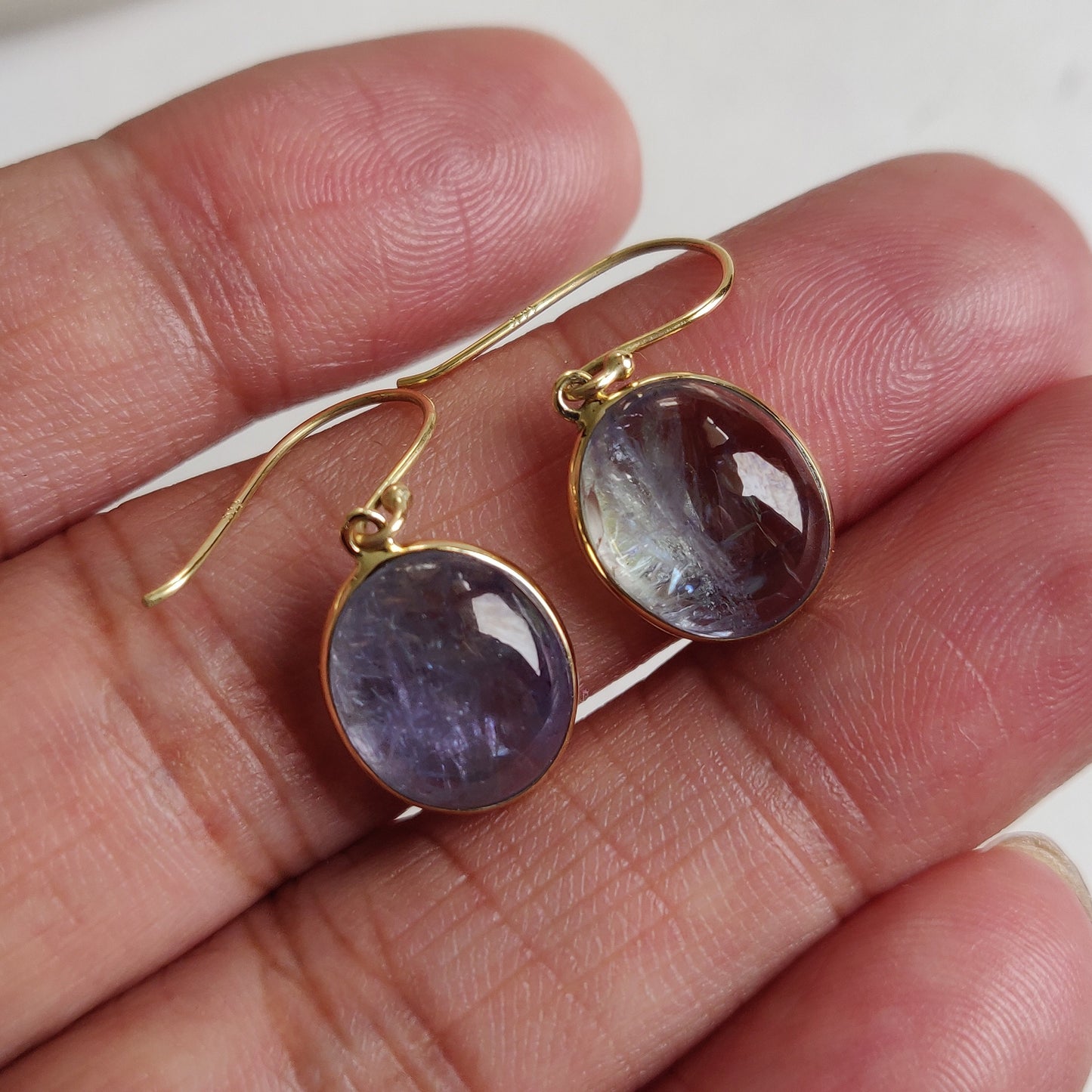 Natural Bi-Color Tanzanite Earrings, 14K Gold Tanzanite Earrings, 14K Solid Yellow Gold Earrings, Tanzanite Jewelry, December Birthstone