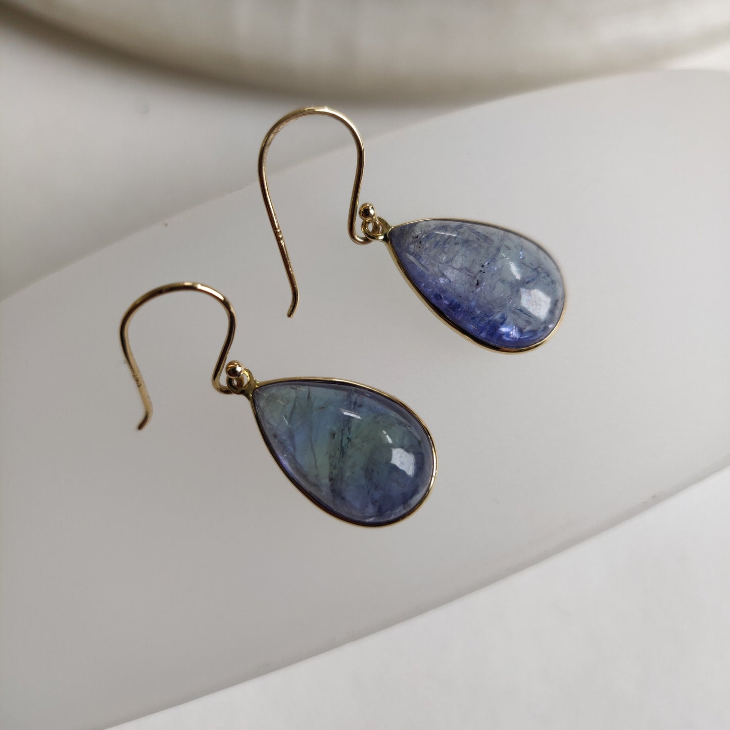 Natural Bi-Color Tanzanite Earrings, 14K Gold Tanzanite Earrings, 14K Solid Yellow Gold Earrings, Tanzanite Jewelry, December Birthstone