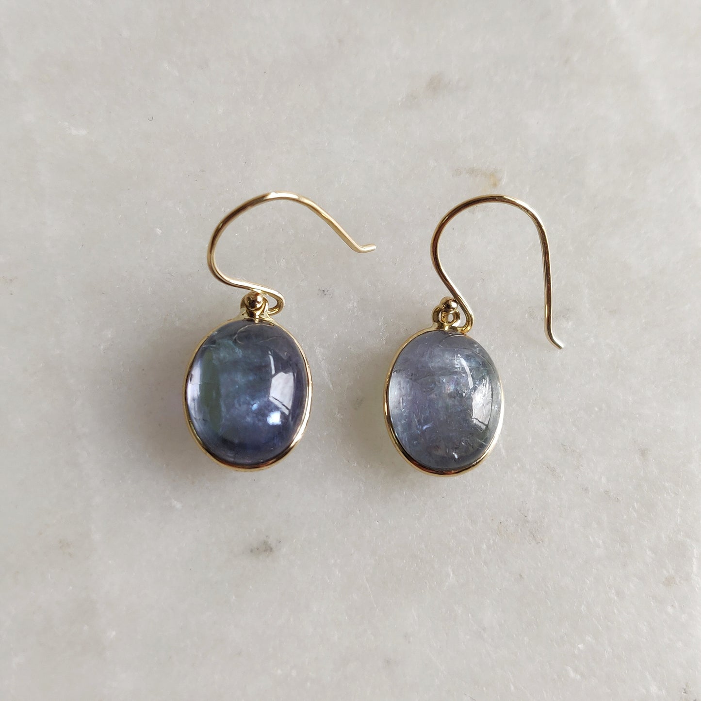 Natural Bi-Color Tanzanite Earrings, 14K Gold Tanzanite Earrings, 14K Solid Yellow Gold Earrings, Tanzanite Jewelry, December Birthstone