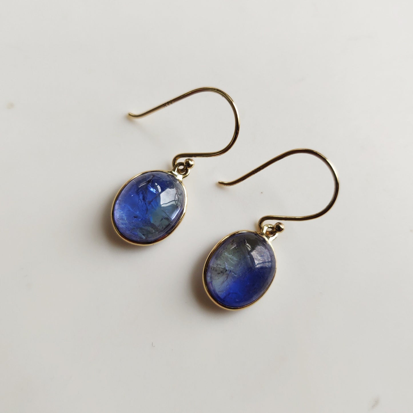 Natural Bi-Color Tanzanite Earrings, 14K Gold Tanzanite Earrings, 14K Solid Yellow Gold Earrings, Tanzanite Jewelry, December Birthstone