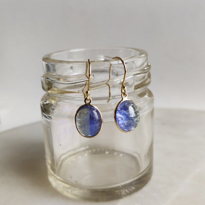 Natural Bi-Color Tanzanite Earrings, 14K Gold Tanzanite Earrings, 14K Solid Yellow Gold Earrings, Tanzanite Jewelry, December Birthstone