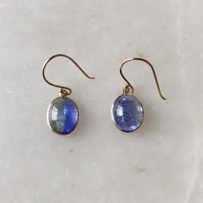 Natural Bi-Color Tanzanite Earrings, 14K Gold Tanzanite Earrings, 14K Solid Yellow Gold Earrings, Tanzanite Jewelry, December Birthstone