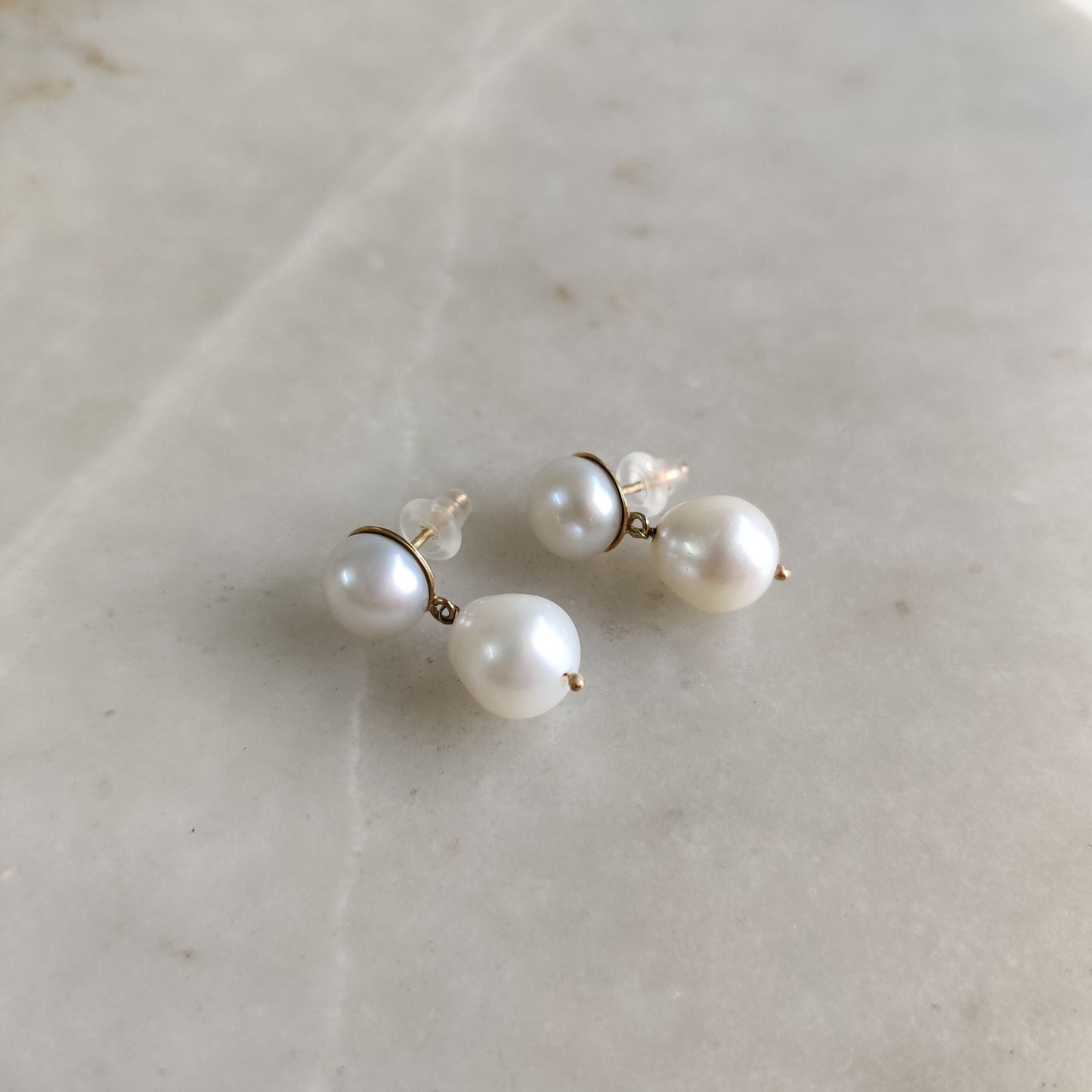 14K Gold Pearl Earrings, Natural Pearl Drops Earrings, 14K Solid Yellow Gold Pearl Earring, June Birthstone, Dainty Earrings, Christmas Gift