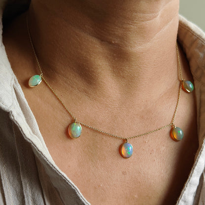 14k Gold Opal Necklace, Ethiopian Opal Necklace, Opal Jewelry, October Birthstone, Christmas Gift , Opal Necklace, Ethiopion Opal Jewelry