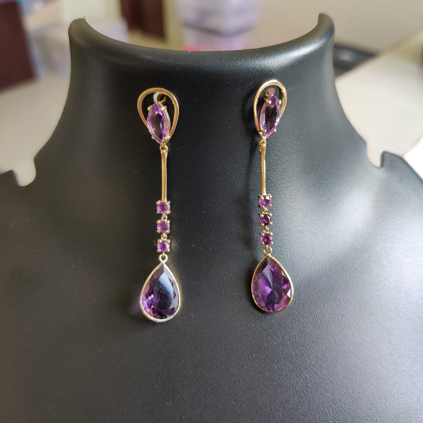 14K Gold Purple Amethyst Earrings, Natural Purple Amethyst Earring, 14K Solid Yellow Gold Earring, February Birthstone, Christmas Gift