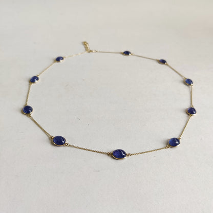 Natural Tanzanite Necklace, 14K Solid Yellow Gold Necklace, December Birthstone Necklace, Tanzanite Bezel Necklace, Christmas Gift