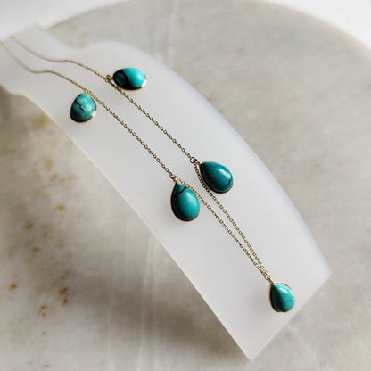 Natural Sleeping Beauty Turquoise Necklace, 14K Solid Gold Turquoise Necklace,Turquoise Jewelry, December Birthstone, Christmas Gift