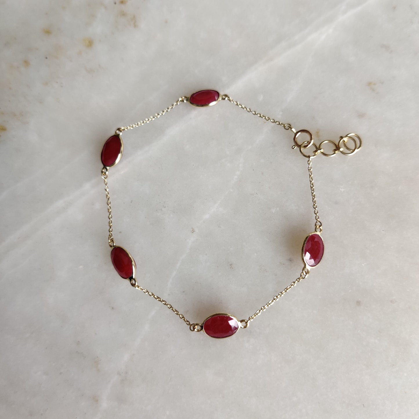 Natural Ruby Bracelet, 14K Yellow Gold Ruby Bracelet, Gold Chain Bracelet, Ruby Bracelet, July Birthstone, Ruby Jewelry, Christmas Gift