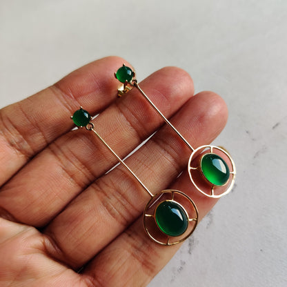 Natural Green Onyx Earrings, 14K Solid Yellow Gold Earrings, May Birthstone Earrings, Onyx Drop Earrings, Christmas Gift, Onyx Jewelry