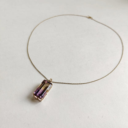 Natural Ametrine Pendant, Amethyst & Citrine Pendant Necklace, 14K Solid Gold Ametrine Pendant, Yellow Gold Necklace Pendant, Christmas Gift