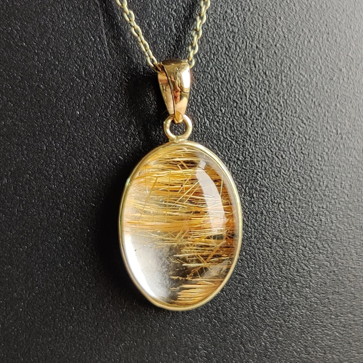 Natural Golden Rutile Pendant, 14K Solid Yellow Gold Rutile Pendant, April Birthstone, Bezel Pendant, Rutile Jewelry, Christmas Present