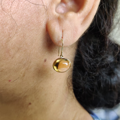 Natural Citrine Earrings, 14K Solid Yellow Gold Earrings, November Birthstone Earrings, Citrine Jewelry, Christmas Present