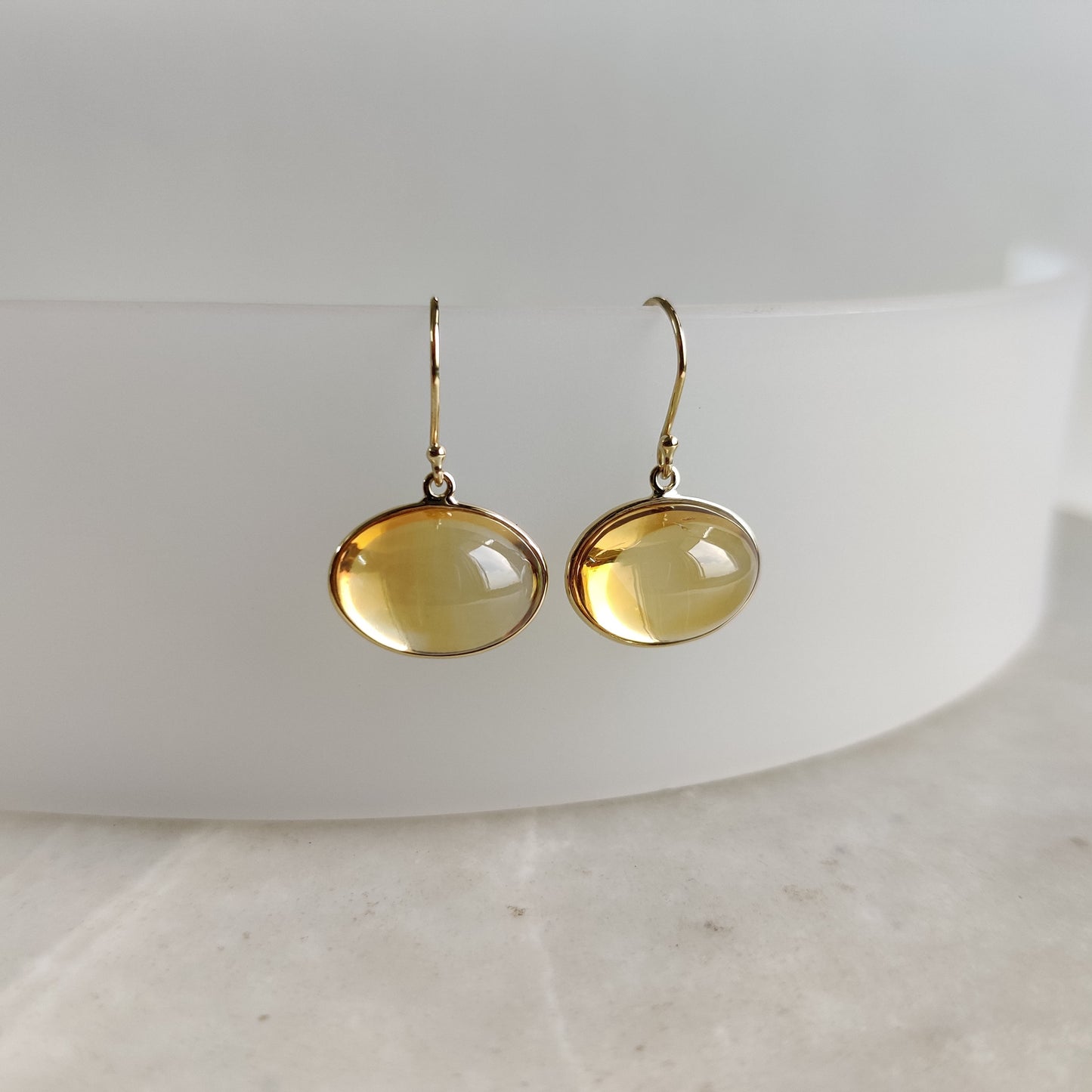 Pendientes de citrino en oro de 14 quilates, pendientes con bisel de citrino natural, pendientes de oro amarillo macizo de 14 quilates, piedra natal de noviembre, pendiente colgante, regalo de Navidad