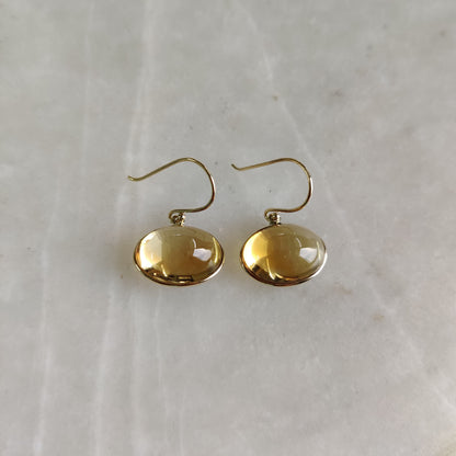 Pendientes de citrino en oro de 14 quilates, pendientes con bisel de citrino natural, pendientes de oro amarillo macizo de 14 quilates, piedra natal de noviembre, pendiente colgante, regalo de Navidad