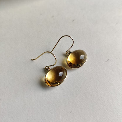 Pendientes de citrino en oro de 14 quilates, pendientes con bisel de citrino natural, pendientes de oro amarillo macizo de 14 quilates, piedra natal de noviembre, pendiente colgante, regalo de Navidad