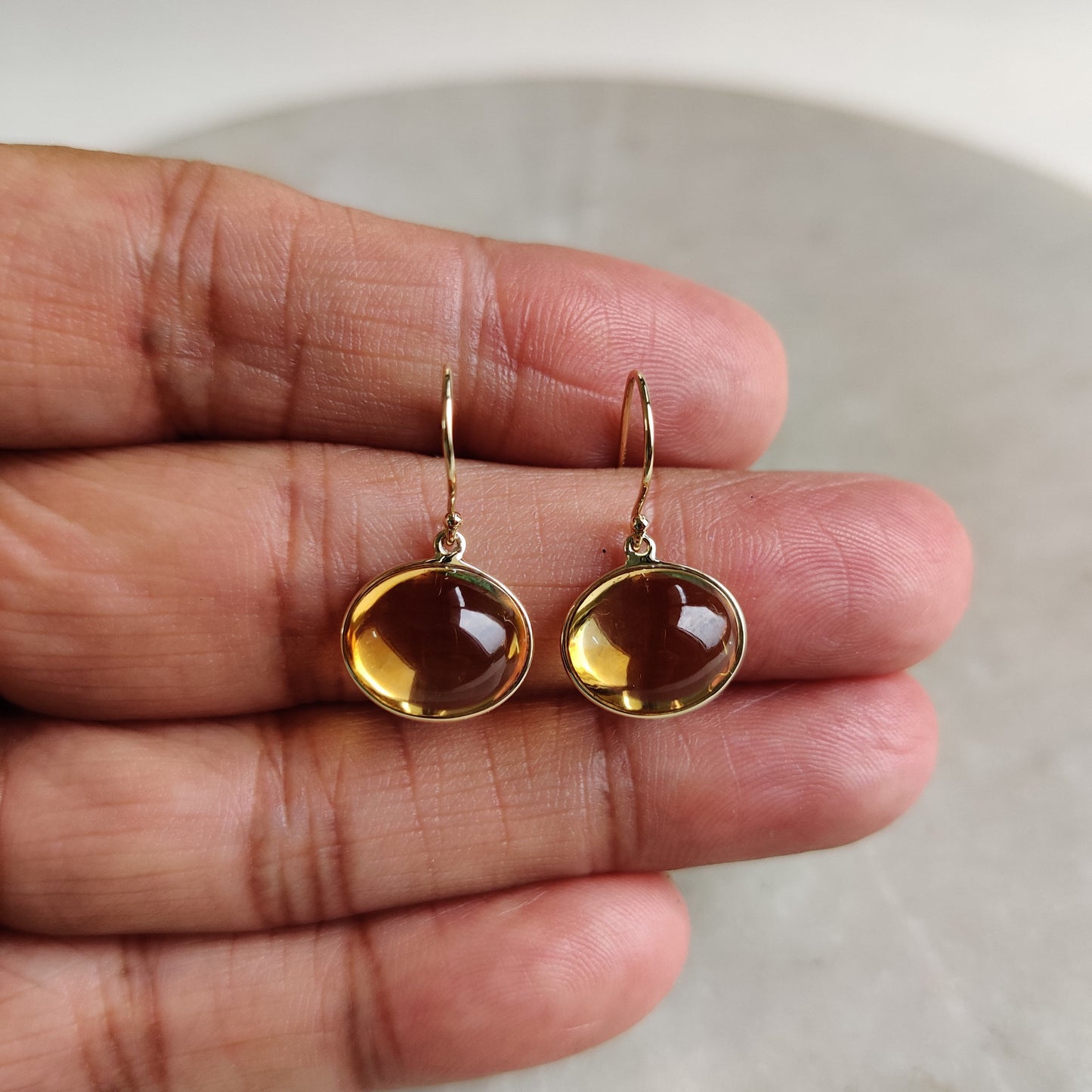 Natural Citrine Earrings, 14K Solid Yellow Gold Earrings, November Birthstone Earrings, Citrine Jewelry, Christmas Present