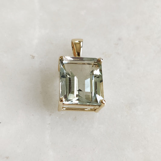 Natural Green Amethyst Pendant, 14K Solid Gold Green Amethyst Pendant, Solid Gold Octagon Pendant, February Birthstone, Christmas Gift