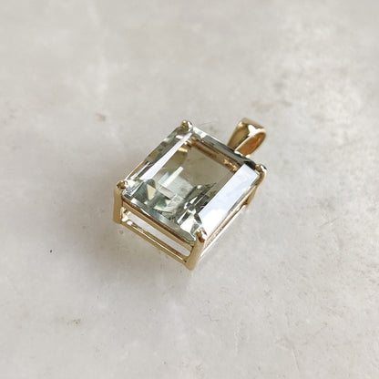 Natural Green Amethyst Pendant, 14K Solid Gold Green Amethyst Pendant, Solid Gold Octagon Pendant, February Birthstone, Christmas Gift