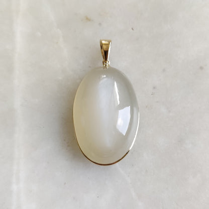 Natural White Moonstone Pendant, 14K Solid Yellow Gold White Moonstone Pendant, June Birthstone, Christmas Gift, White Moonstone Jewelry