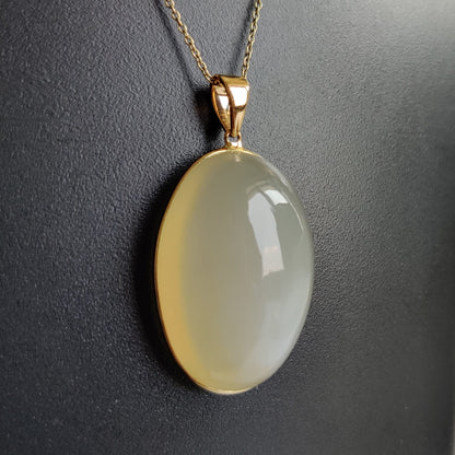 Natural White Moonstone Pendant, 14K Solid Yellow Gold White Moonstone Pendant, June Birthstone, Christmas Gift, White Moonstone Jewelry