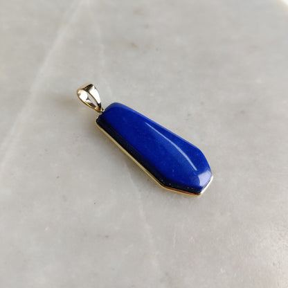 Natural Lapis Lazuli Pendant, 14K Yellow Gold Lapis Lazuli Pendant, Solid Gold Lapis Bezel Pendant, September Birthstone, Christmas Gift