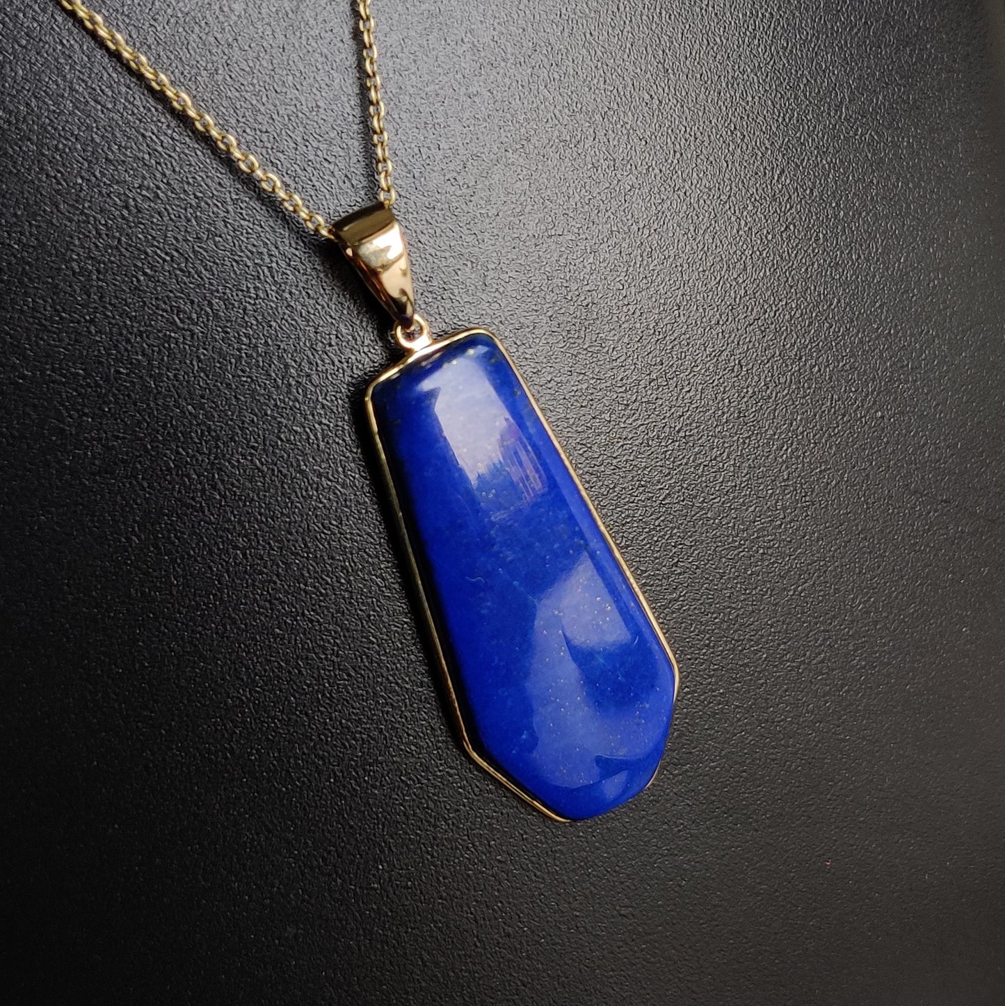 Natural Lapis Lazuli Pendant, 14K Yellow Gold Lapis Lazuli Pendant, Solid Gold Lapis Bezel Pendant, September Birthstone, Christmas Gift