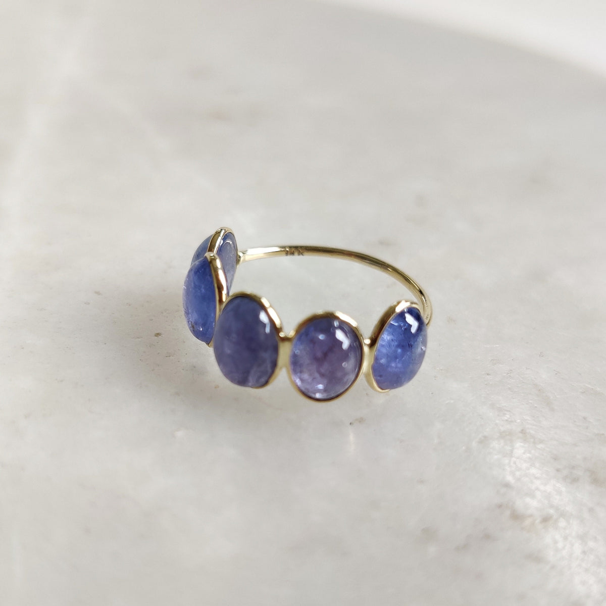 Natural Tanzanite 14K Solid Yellow Gold Ring, December Birthstone
