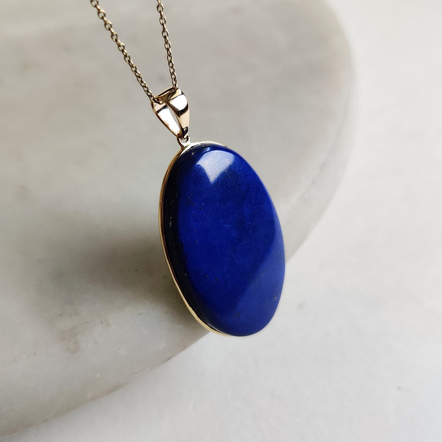 Natural Lapis Lazuli Pendant, 14K Solid Yellow Gold Lapis Lazuli Pendant, Bezel Pendant, September Birthstone Pendant, Christmas Present