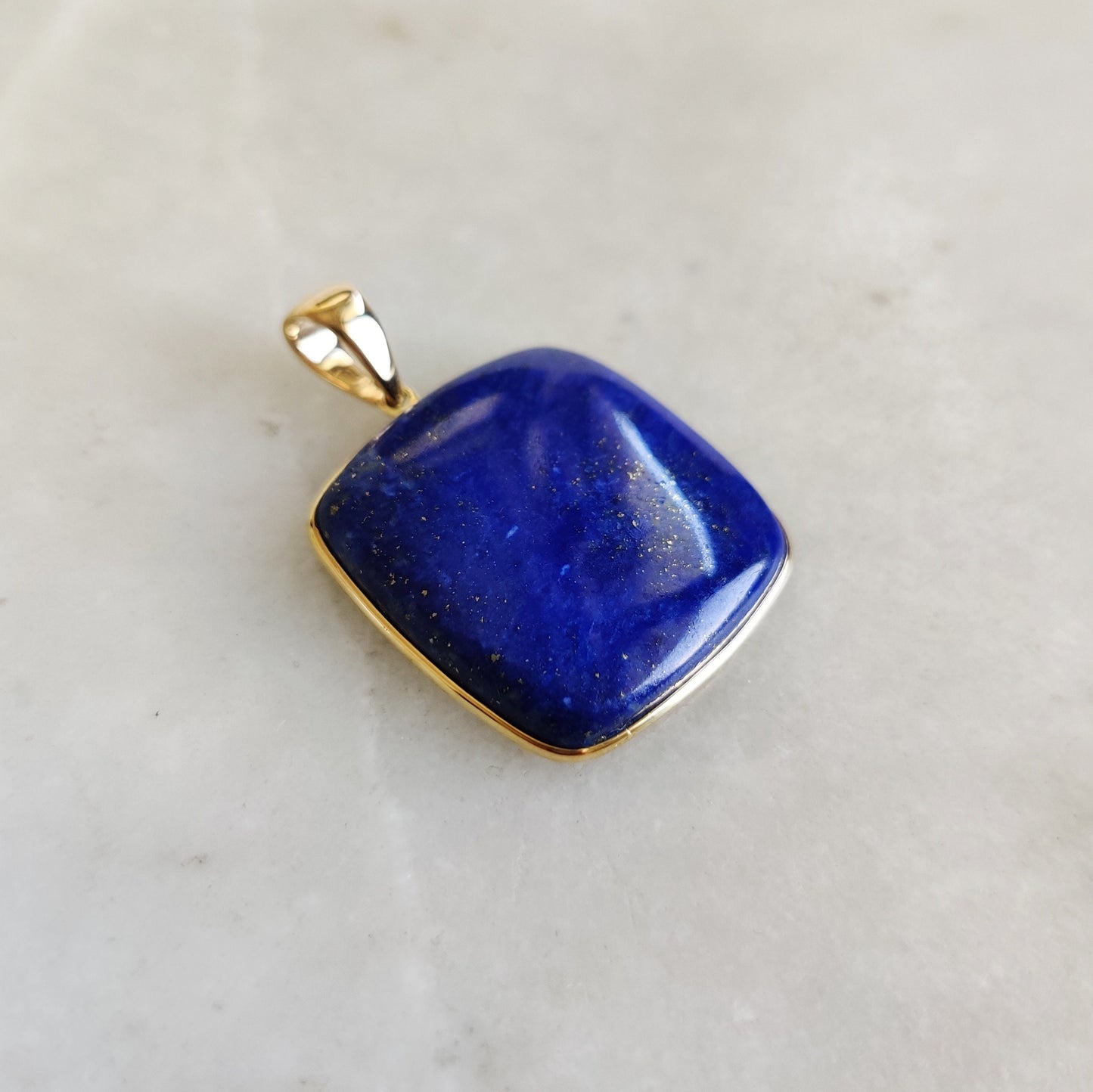 Natural Lapis Lazuli Pendant, 14K Solid Yellow Gold Lapis Pendant, Bezel Pendant, September Birthstone Pendant, Christmas Present