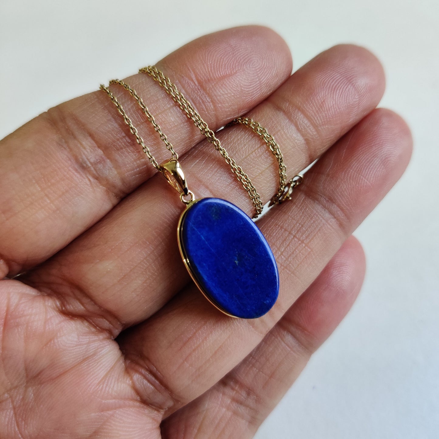 Natural Lapis Lazuli Pendant, 14K Solid Yellow Gold Lapis Pendant, September Birthstone Pendant, Lapis Lazuli Jewelry, Christmas Present