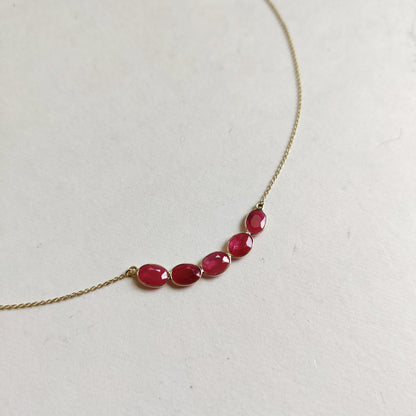 Natural Ruby Necklace, 14K Solid Gold Ruby Necklace, Yellow Gold Necklace, Ruby Jewelry, July Birthstone, Statement Jewelry, Christmas Gift