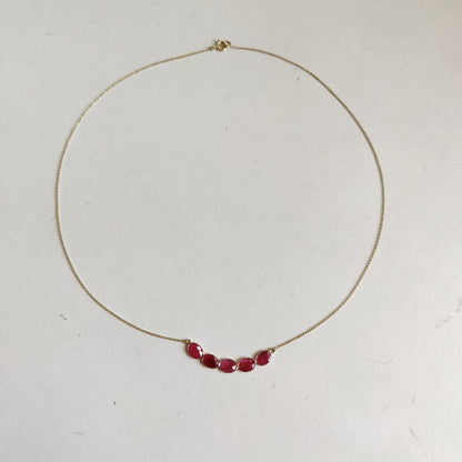 Natural Ruby Necklace, 14K Solid Gold Ruby Necklace, Yellow Gold Necklace, Ruby Jewelry, July Birthstone, Statement Jewelry, Christmas Gift