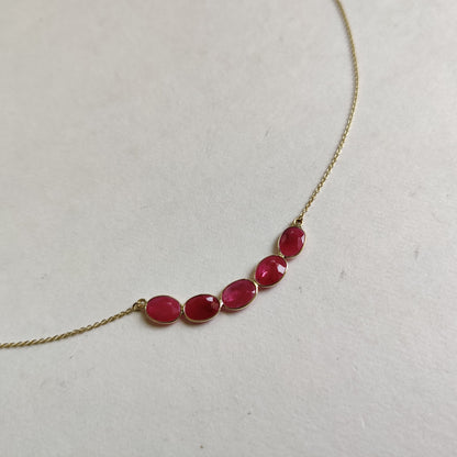 Natural Ruby Necklace, 14K Solid Gold Ruby Necklace, Yellow Gold Necklace, Ruby Jewelry, July Birthstone, Statement Jewelry, Christmas Gift