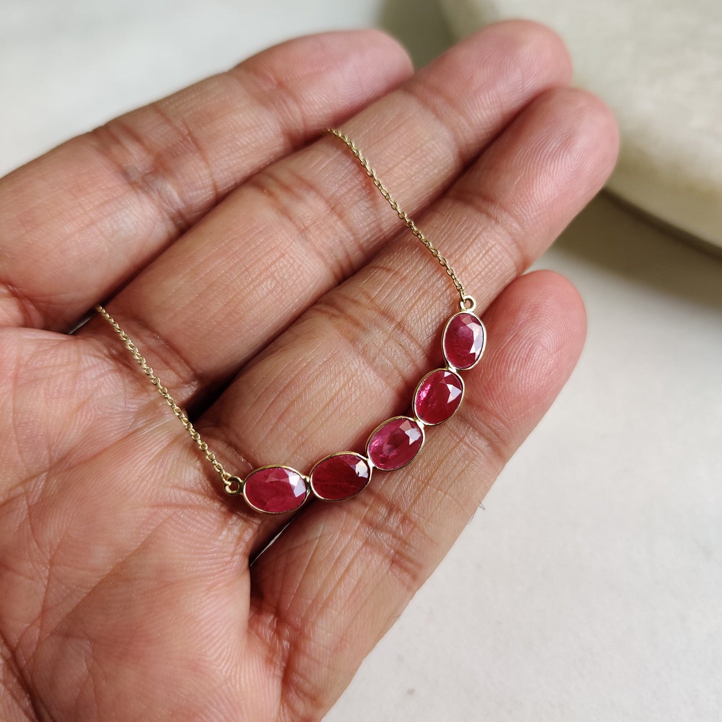 Natural Ruby Necklace, 14K Solid Gold Ruby Necklace, Yellow Gold Necklace, Ruby Jewelry, July Birthstone, Statement Jewelry, Christmas Gift