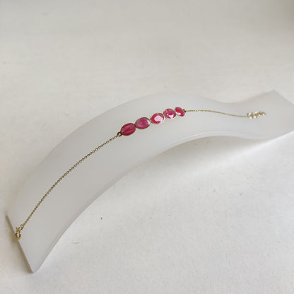 Natural Ruby Bracelet, 14K Solid Yellow Gold Ruby Bracelet, Chain Bracelet, Ruby Bracelet, July Birthstone, Ruby Jewelry, Christmas Gift