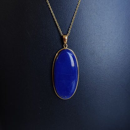 Natural Lapis Lazuli Pendant, 14K Solid Yellow Gold Lapis Pendant, Lapis Bezel Set Pendant, September Birthstone Pendant, Christmas Gift