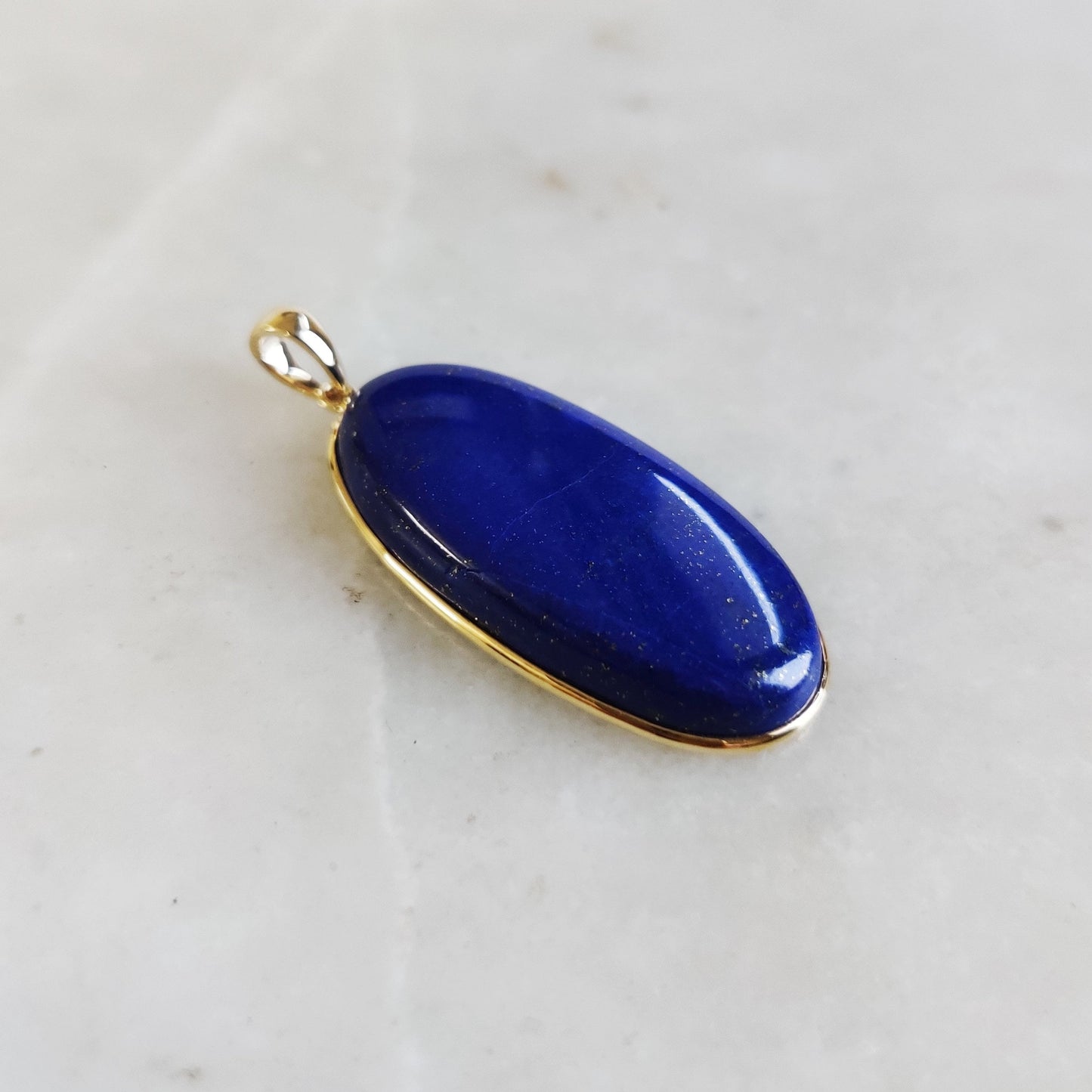 Natural Lapis Lazuli Pendant, 14K Solid Yellow Gold Lapis Pendant, Lapis Bezel Set Pendant, September Birthstone Pendant, Christmas Gift