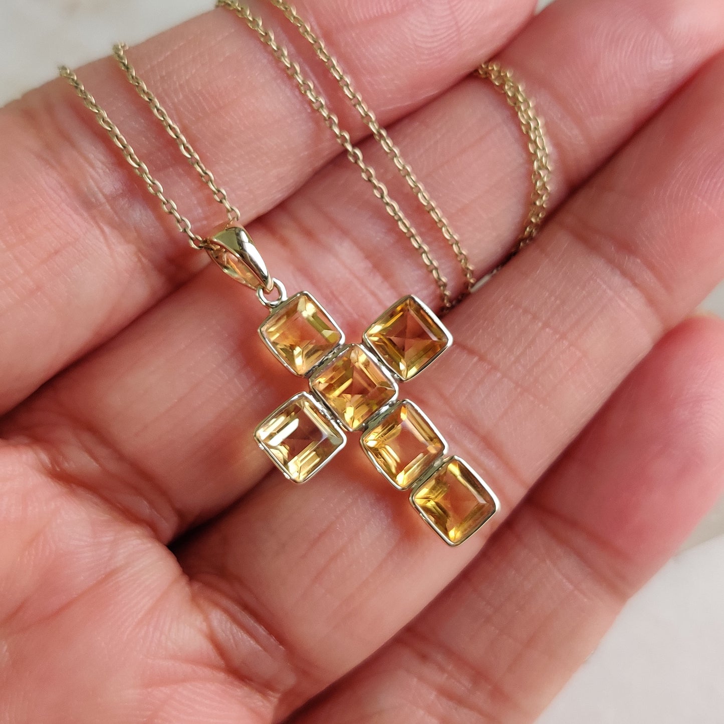 Natural Citrine Cross Pendant, 14K Solid Yellow Gold Citrine Cross Pendant, Citrine Bezel Pendant , November Birthstone, Holy Cross Pendant,