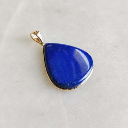 Natural Lapis Lazuli Pendant, 14K Yellow Gold Lapis Lazuli Pendant, Solid Gold Lapis Bezel Pendant, September Birthstone, Christmas Gift